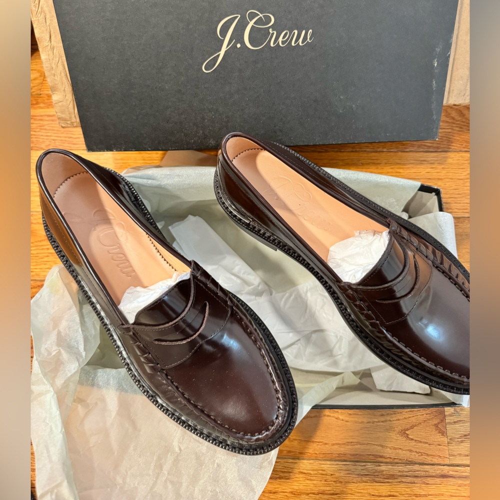 J. Crew women’s Brown Leather Loafers Classic Slip-Ons